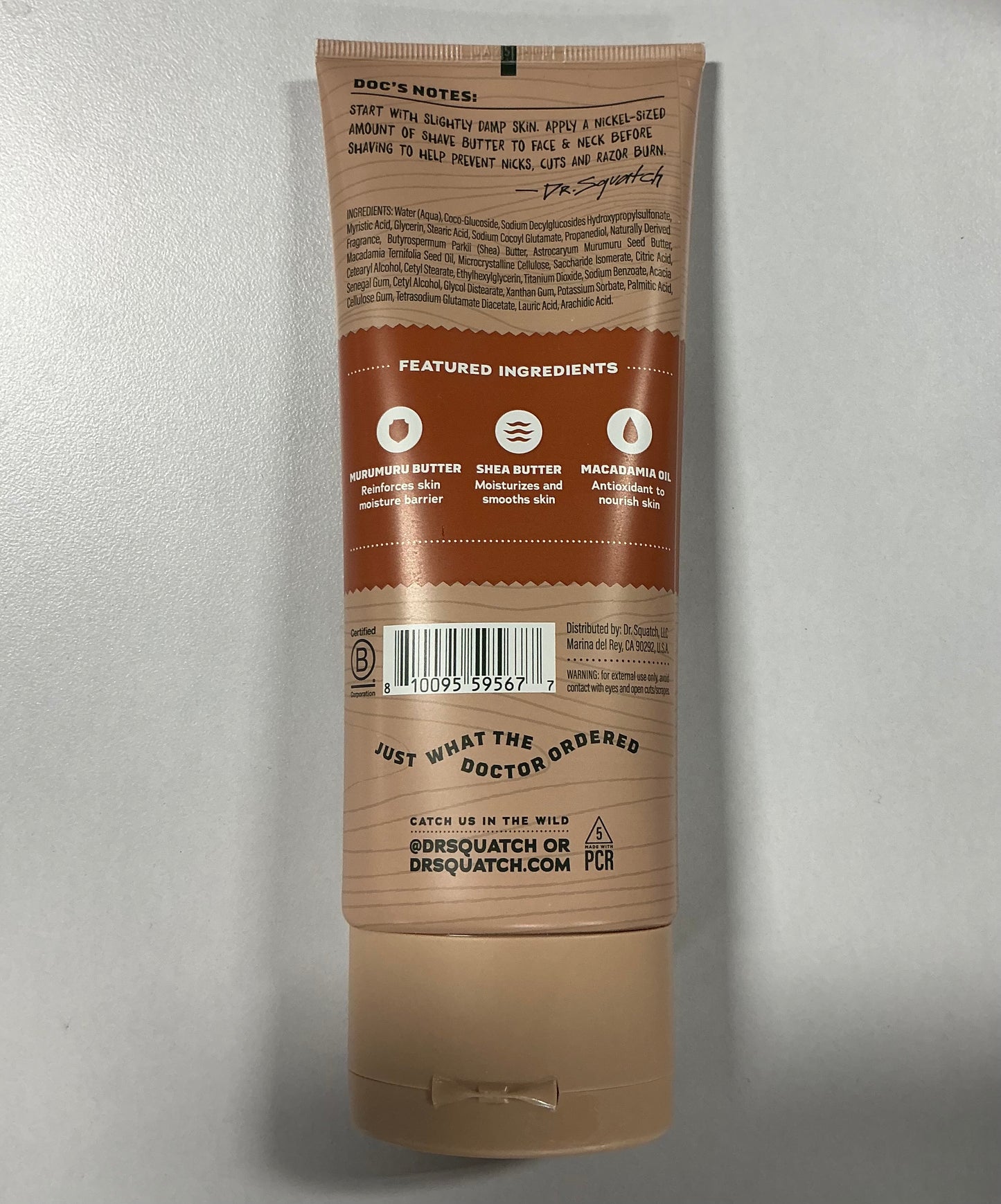 Dr. Squatch - Men’s Natural Easy Glide Shave Butter - Wood Barrel Bourbon - 2.5 fl oz - With Murumuru Butter, Shea Butter & Macadamia Oil