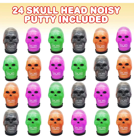 Skull Head Noisy Putty Halloween Toys, Set of 24