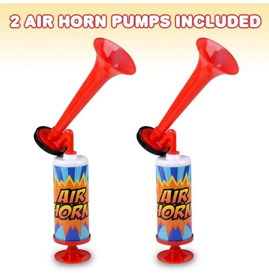 Air Horn Pump, Set of 2, 14" Noisemakers for Sporting Events, Parties, Celebrations