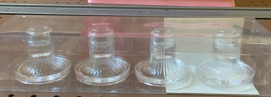 4pk Glass Taper Candle Holder Clear