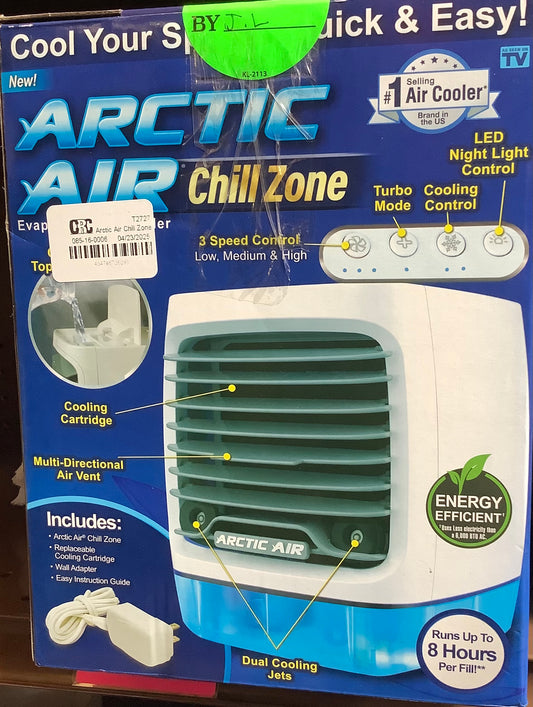 (CLEARANCE).Arctic Air Chill Zone: Portable AC Unit, 1200 BTU, 4 Speeds, Multidirectional Air Flow, As Seen on TV, ETL Listed