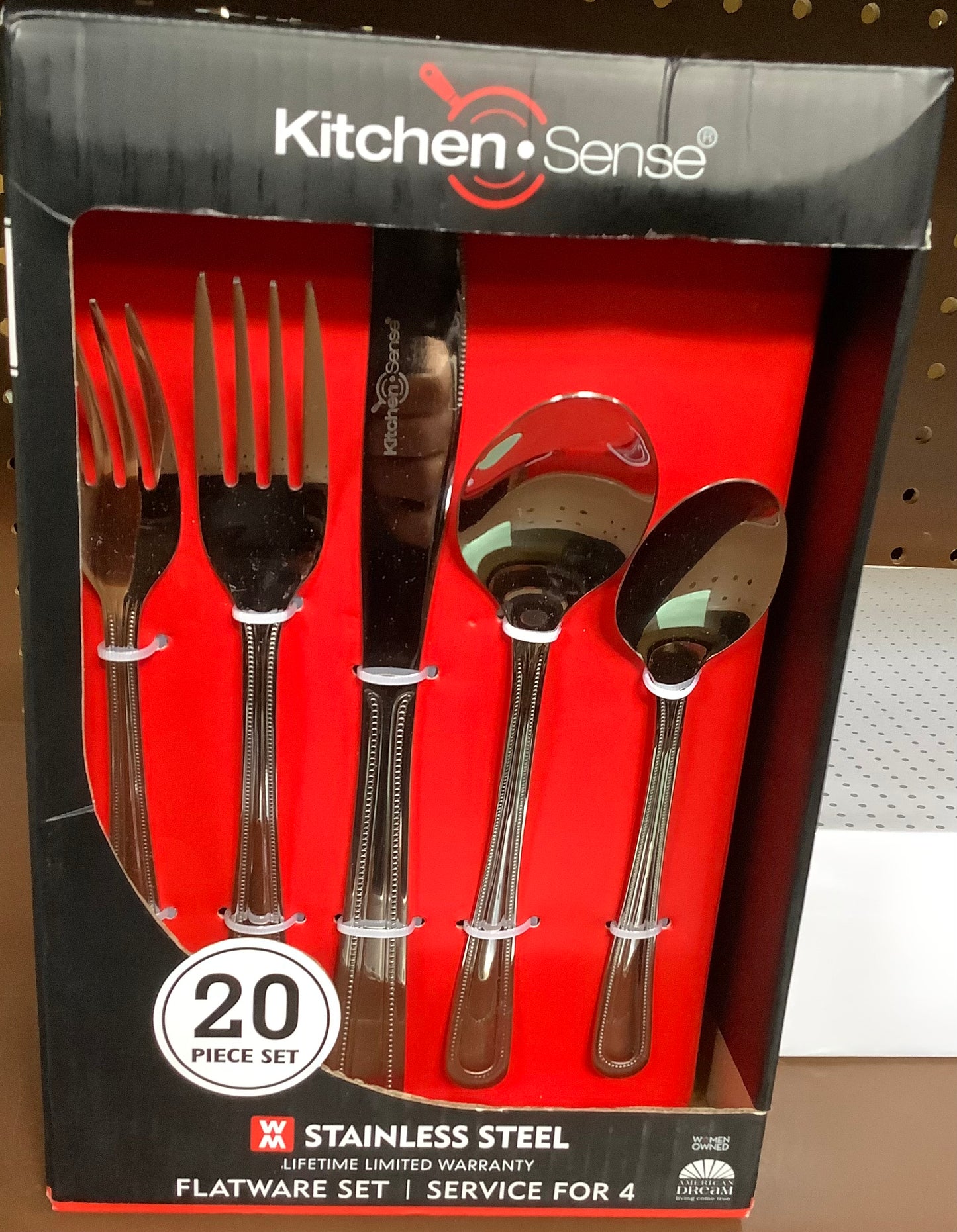 Kitchen Sense 20 Piece Flatware Set, Forks, Knives, Spoons, Stainless Steel