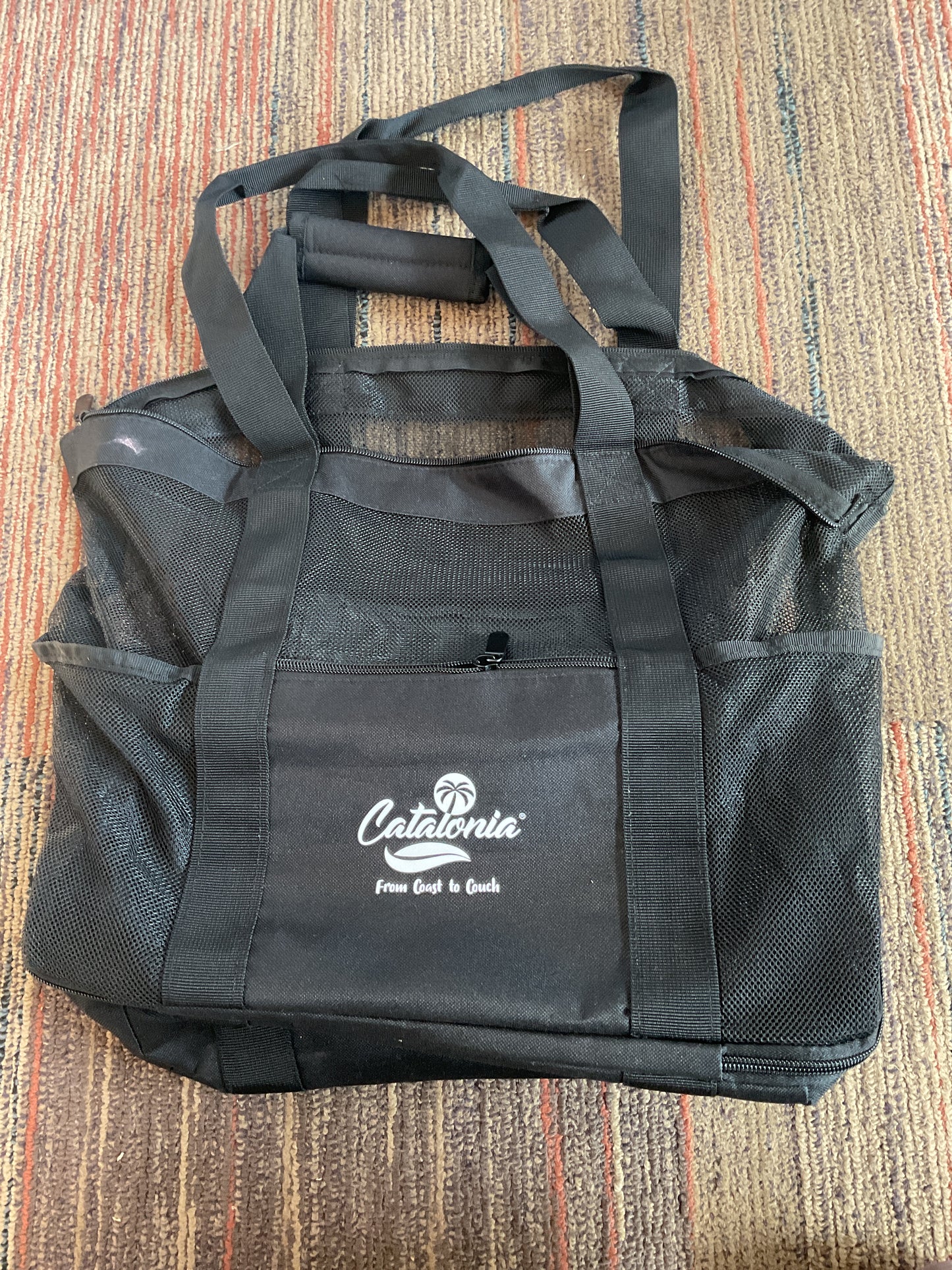 Mesh Beach Tote Bag with Cooler Compartment