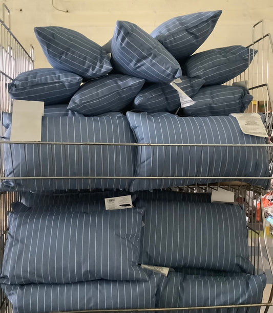 10"x17" Pin Stripe Rectangular Outdoor Lumbar Pillow Blue