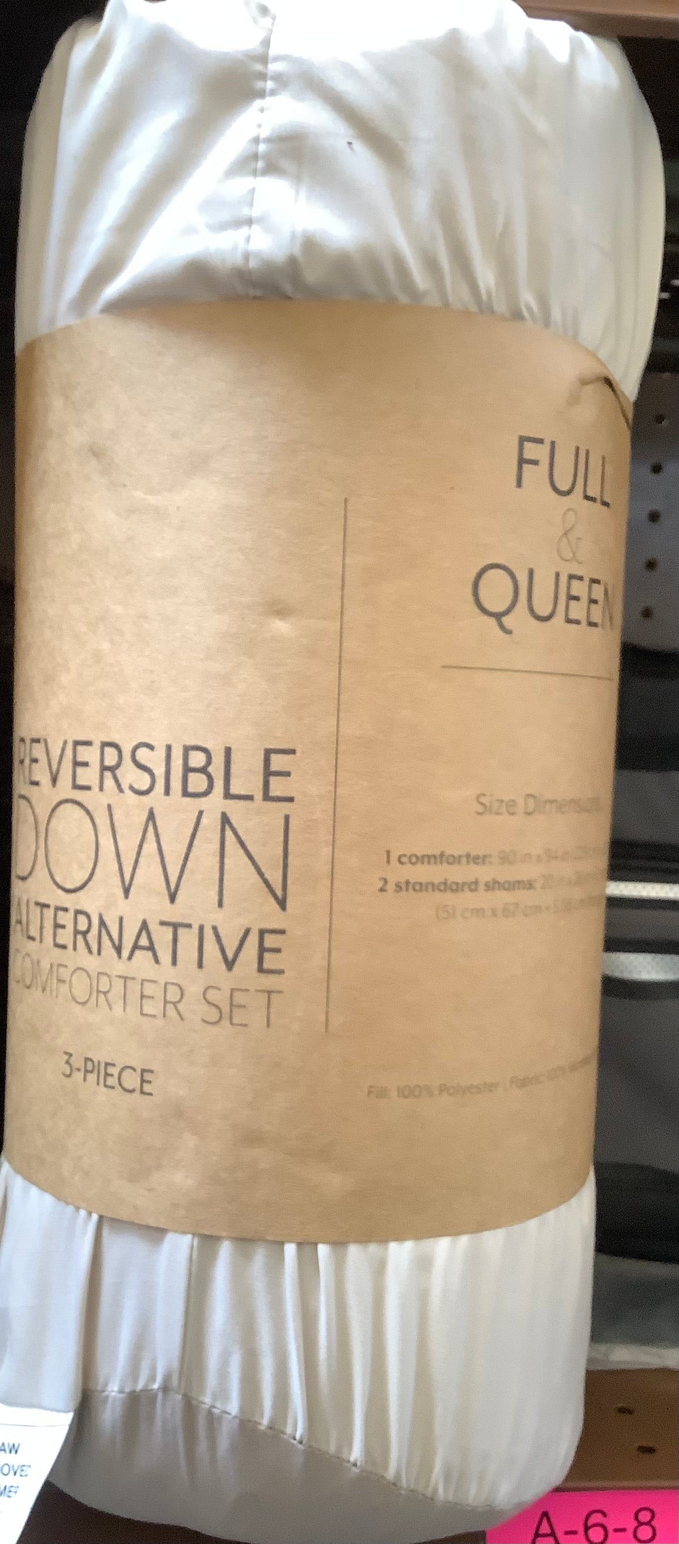 FULL/QUEEN Home Collection Premium Down-Alternative Reversible Comforter Set-Natural