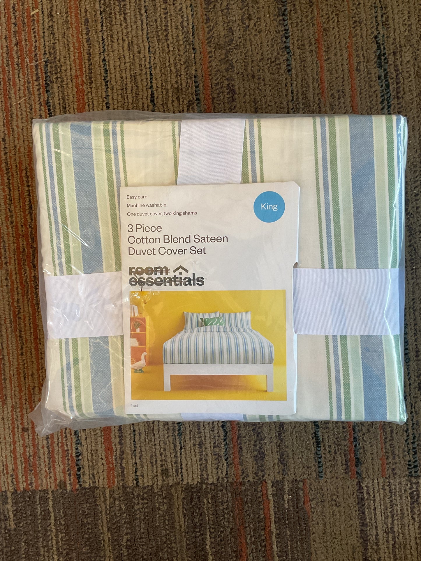 3 Piece Cotton Blend Sateen Duvet Cover Set - King