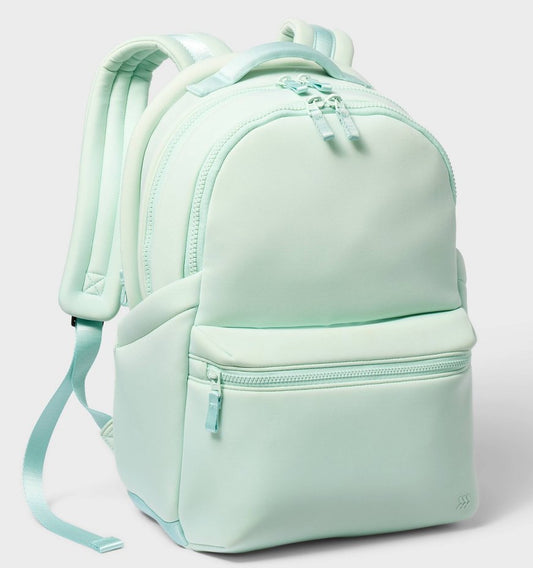 Faux Neoprene Backpack - Mint - Water-Resistant College Bookbag