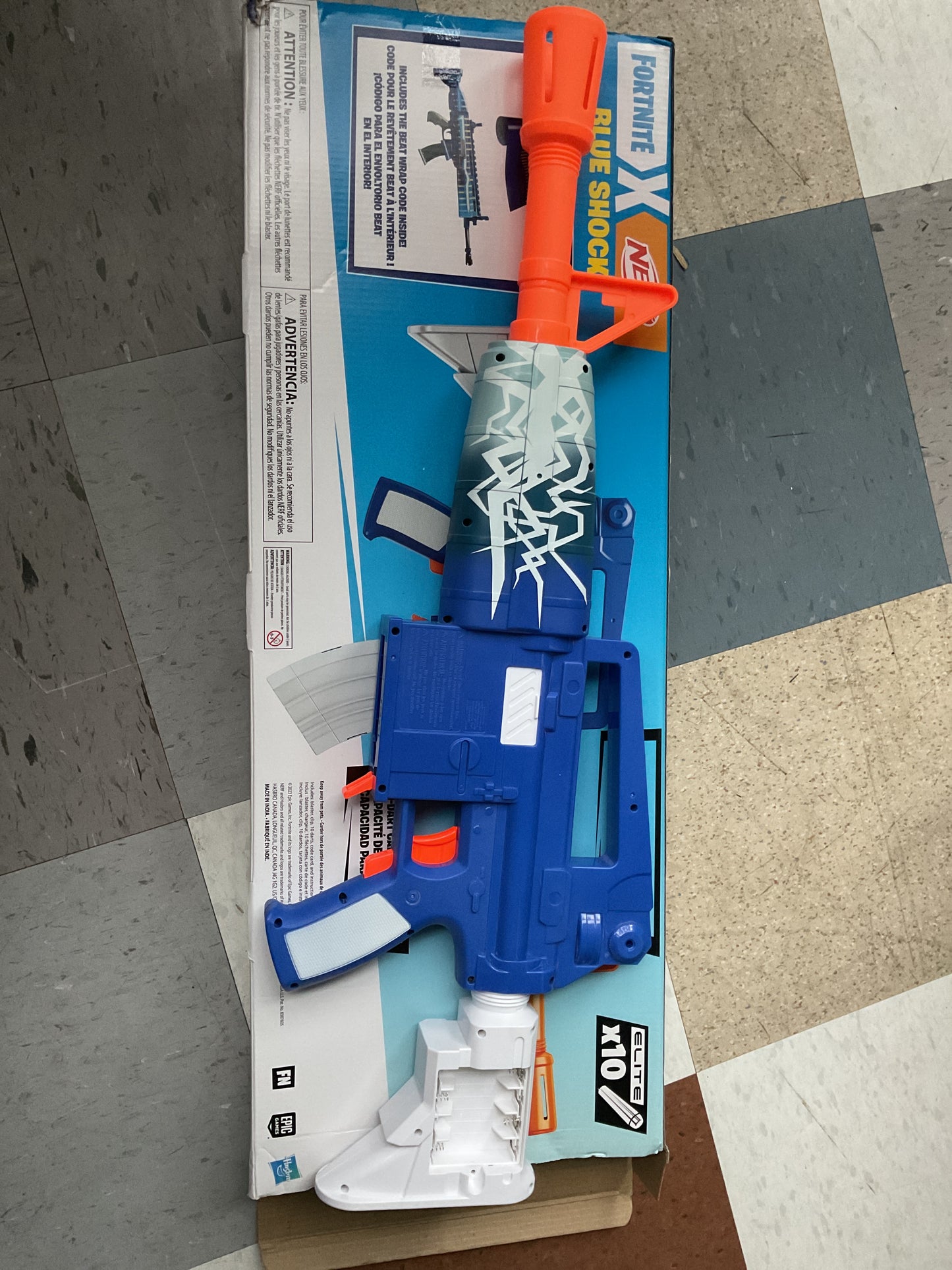 THRIFTY 70 - NERF Fortnite Blue Shock Dart Blaster (MISSING BULLETS & BULLET RELOADER)