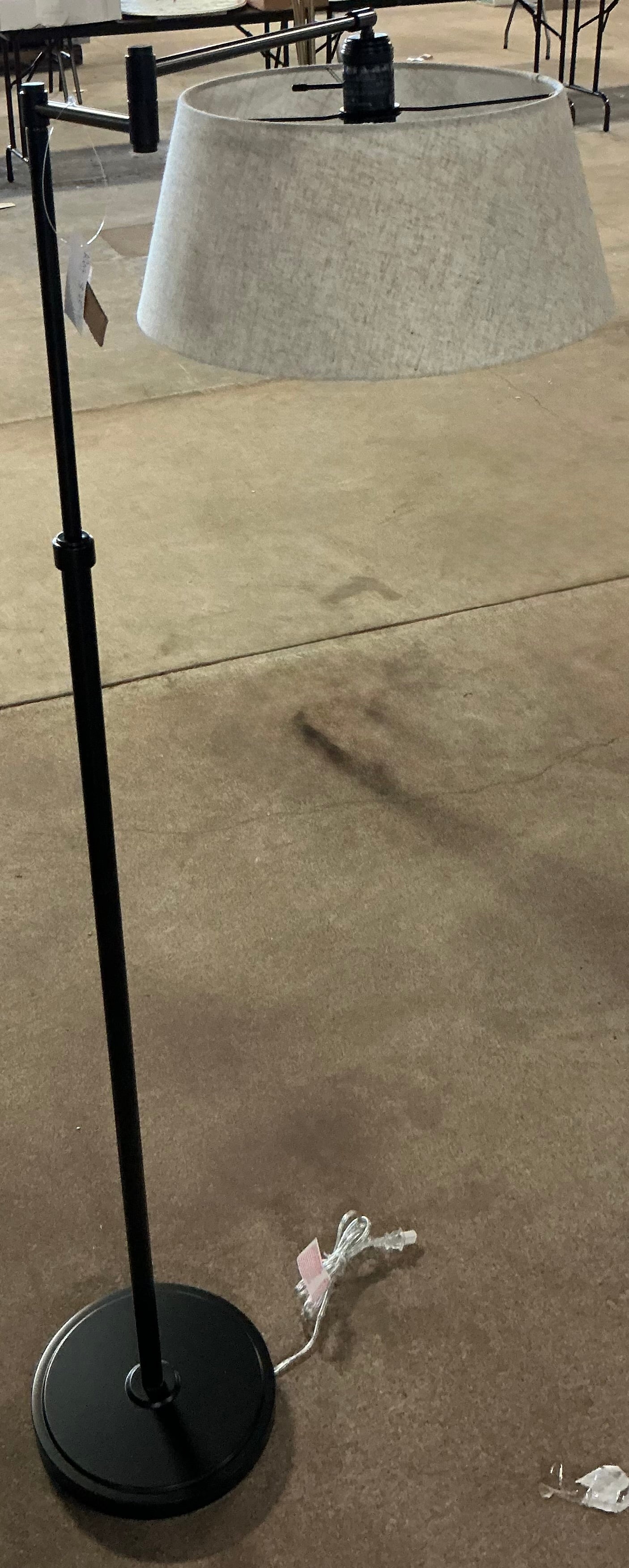 58.5"x17" Traditional Oil Rubbed Swing Arm Floor Lamp Brown - Adjustable, Linen Shade, Metal Body - Out of Box - Minor Cosmetic Damage (see pictures) - FOR PICKUP ONLY
