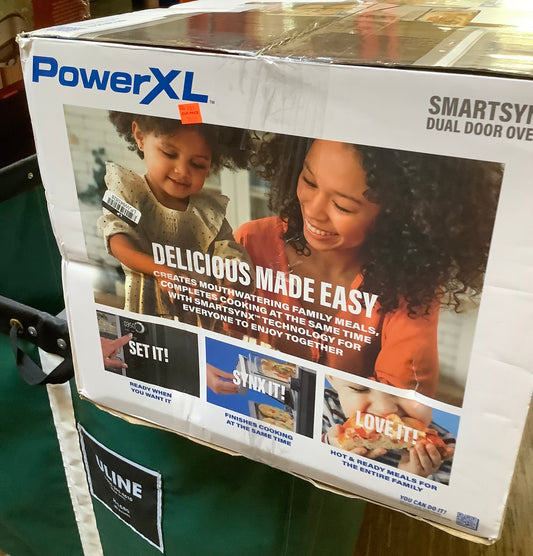 PowerXL SmartSynx 1700W Dual Door Toaster Oven and Air Fryer: Stainless Steel Countertop Convection, Dishwasher-
Safe