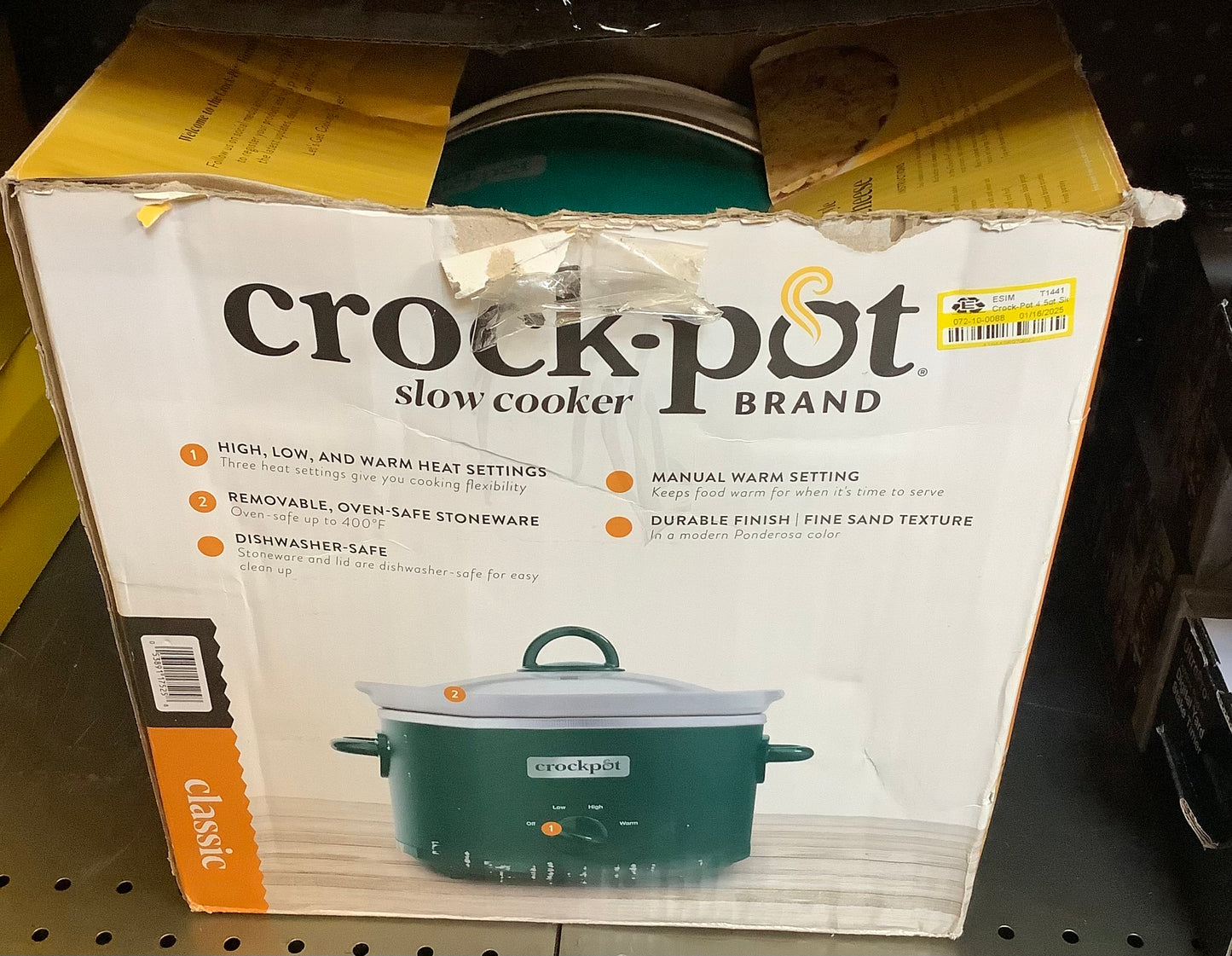 Crock-Pot 4.5qt Slow Cooker Ponderosa Green: Ceramic Stoneware, 3 Settings, Stay-Cool Handles, Dishwasher-Safe
Parts