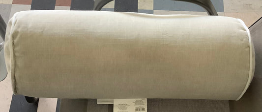 20"x8" Solid Cylinder Outdoor Bolster Pillow with Contrast Piping Tan