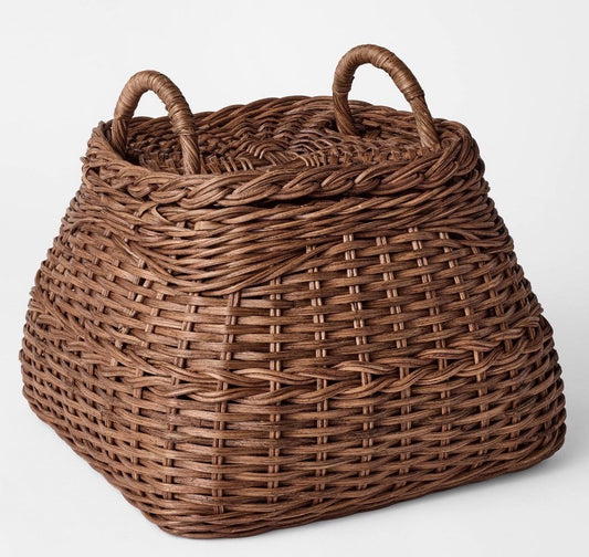 Square Rattan Basket Dark Brown