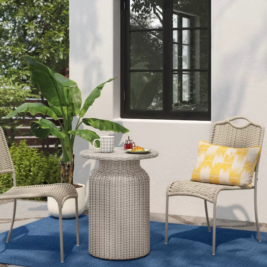 Monochromatic Rope Armless Patio Dining Stack Chair - Beige - Out of Box - FOR PICKUP ONLY
