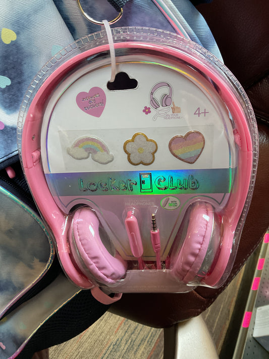 (Clearance )4pc Girls Backpack Set, Headphones, Lunchbox, Pencil Pouch