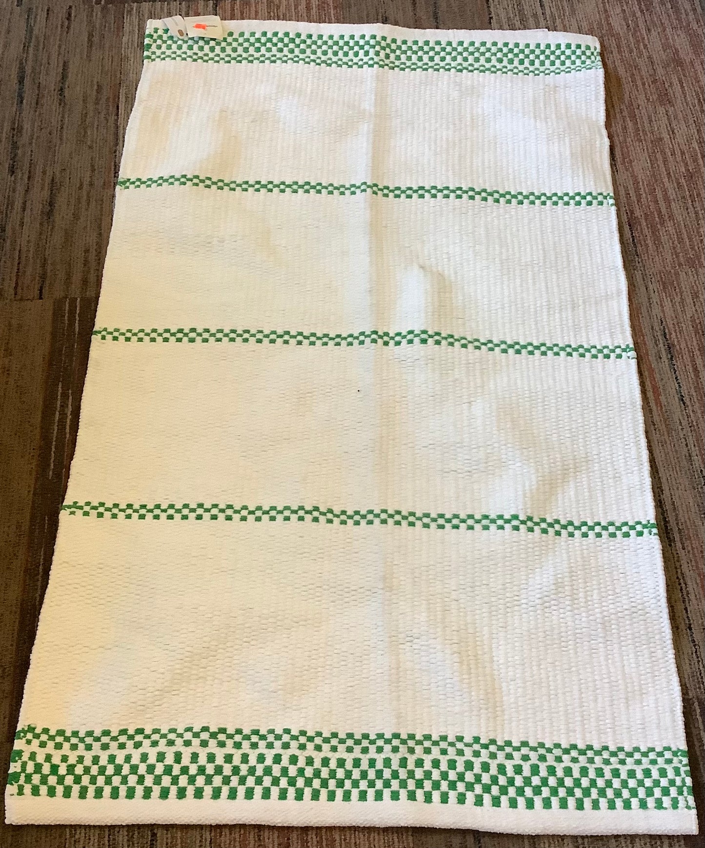 30"x50" Checkered Stripe Indoor/Outdoor Handmade Accent
Rug Cream/Green
