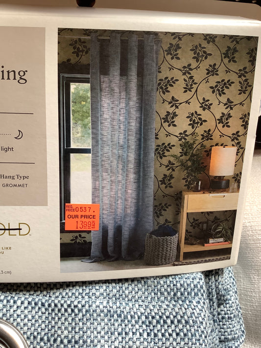 (Clearance) 84” Light Filtering Curtain 1-Panel Blue Space-Dyed