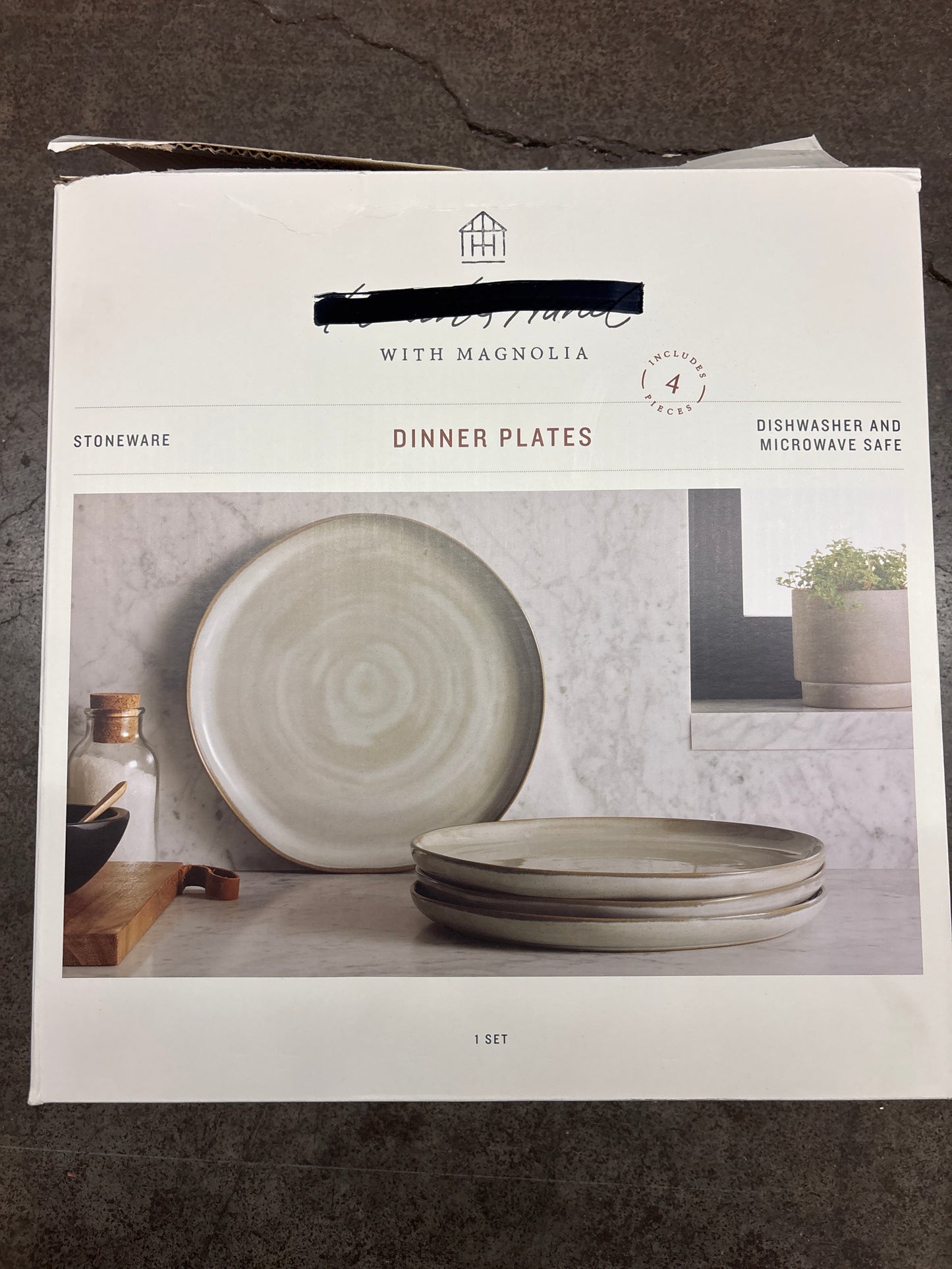 10.5" 4pk Stoneware Reactive Glaze
Dinner Plate Set Gray