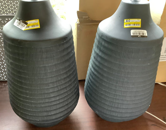 (CLEARANCE) 19"x8.5" Large Textured Ceramic Lamp Base Black-SHADE NOT INCLUDED