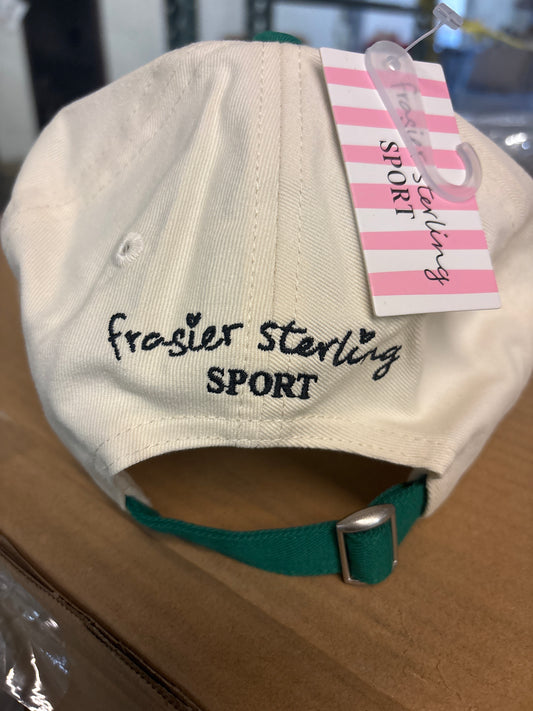 CLEARANCE - FINAL SALE - Pickleball Hat - Frasier Sterling Cream/ Green: Adjustable Cotton Sports Cap
