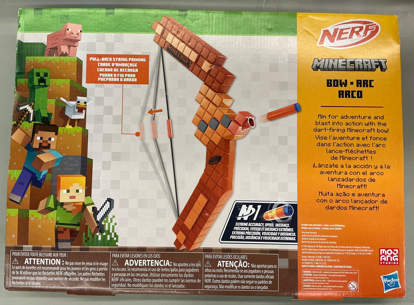 NERF Minecraft Bow - OPEN BOX (MISSING AMO) - (SEE PICTURES)