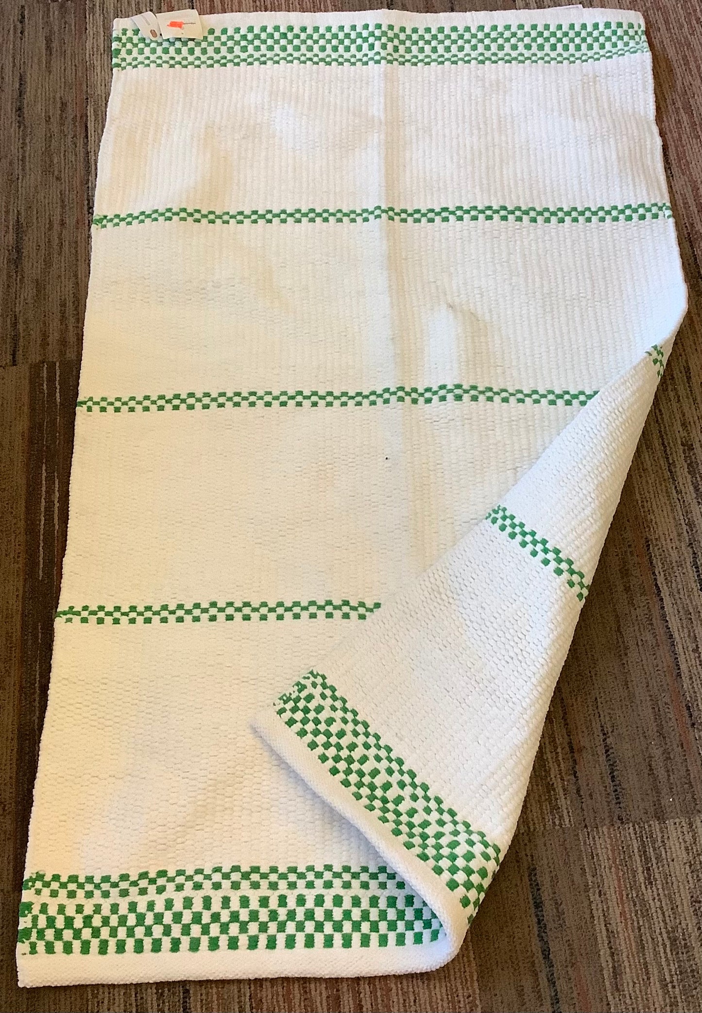 30"x50" Checkered Stripe Indoor/Outdoor Handmade Accent
Rug Cream/Green