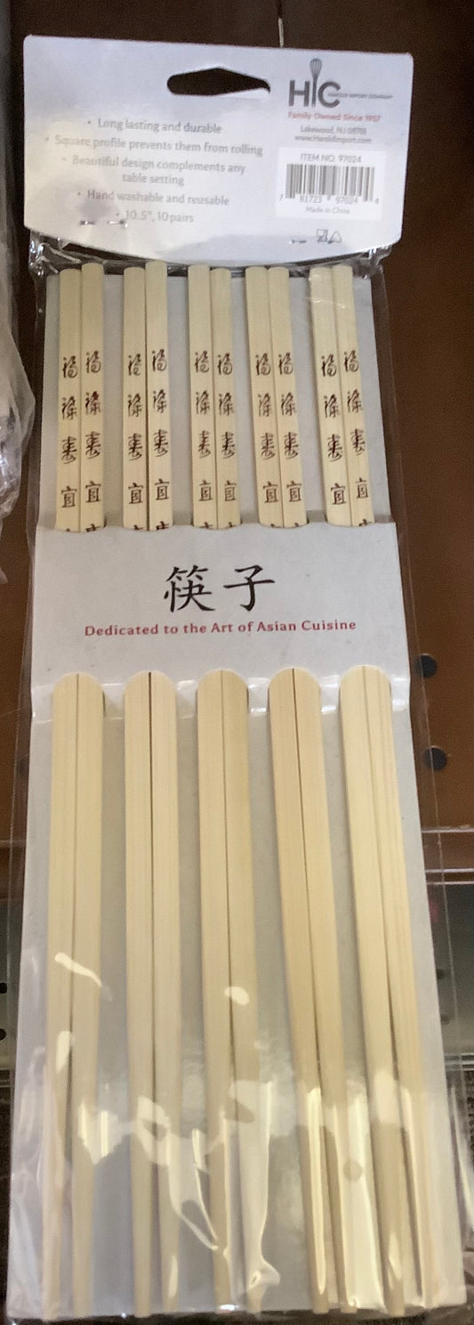 Helen Chen's Asian Kitchen Bamboo Chopsticks, 10 Sets