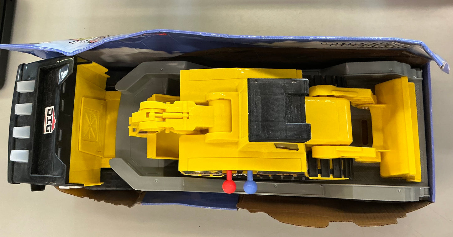 Maxx Action 2-N-1 Mega Mover - Construction Truck and Trailer with Lights, Sounds and Motorized Drive: Toy Vehicle, Plastic, Battery-Powered - Damaged Box