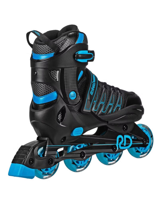 Roller Derby Custom Adult In-Fit Skates - Blue/Black 9-12: Adjustable, Padded Boot Shaft - Open Box - Slightly Used (see pictures)