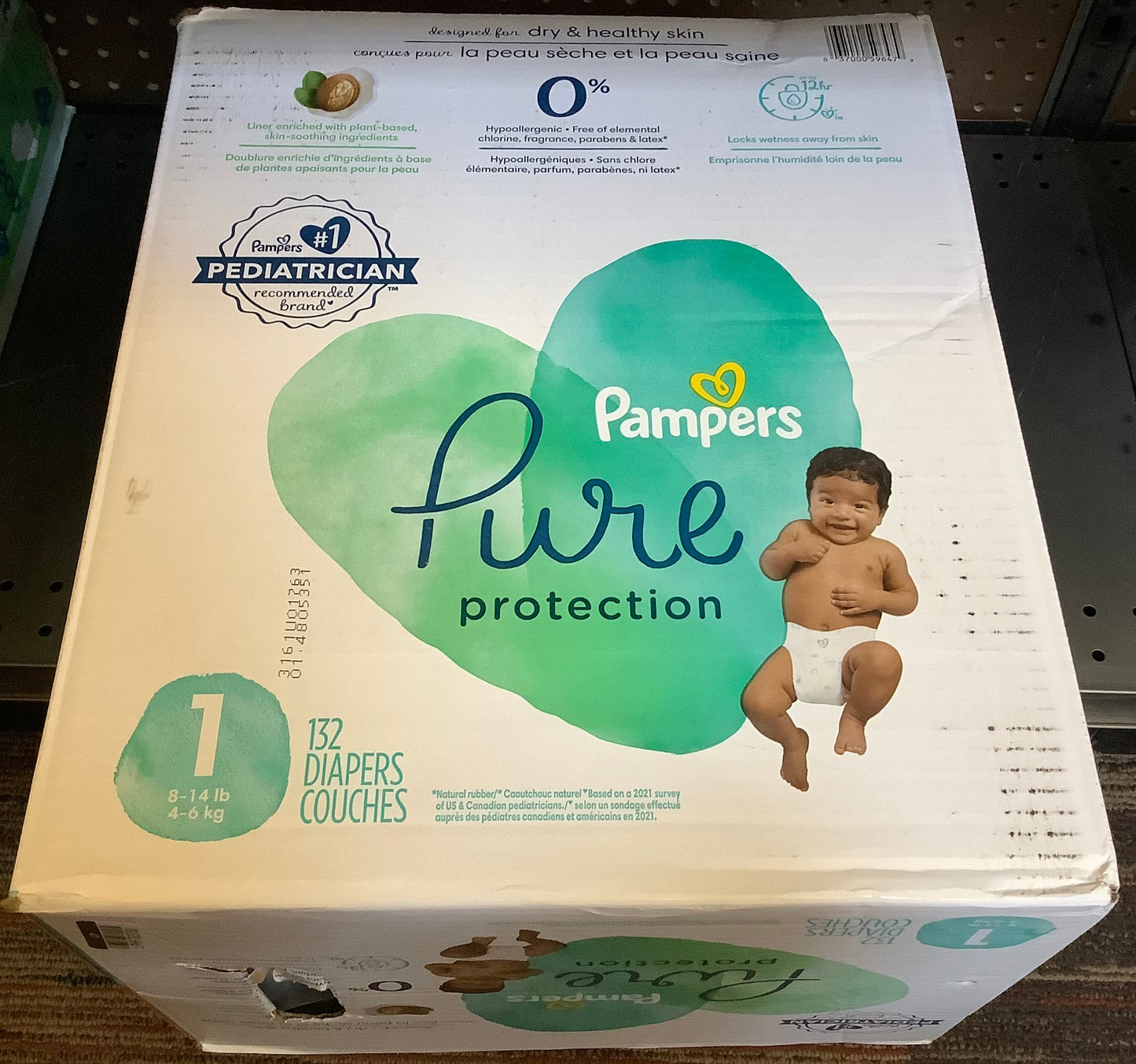Pampers Pure Protection Diapers Pack Size 1 - 132 ct