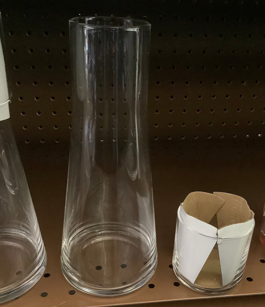 Water Carafe Set with Lid Tumbler Glass Bedside Water Carafe with Glass, for Nightstand Bedroom Bath, Night Clear Carafe with Cup & Grey Silicone Coaster Set for Mouthwash, Water, 30 oz/850ml