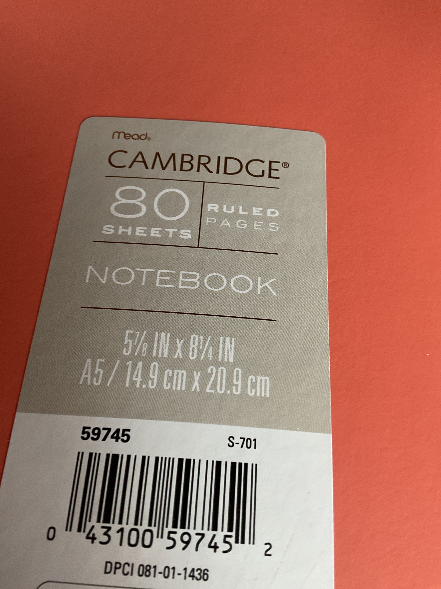 Mead Cambridge Edition 80 Sheet Notebook