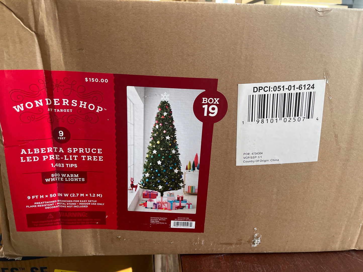 9' Pre-lit Full Alberta Spruce Artificial
Christmas Tree White LED Lights (BOX DAMAGED A LITTLE)
