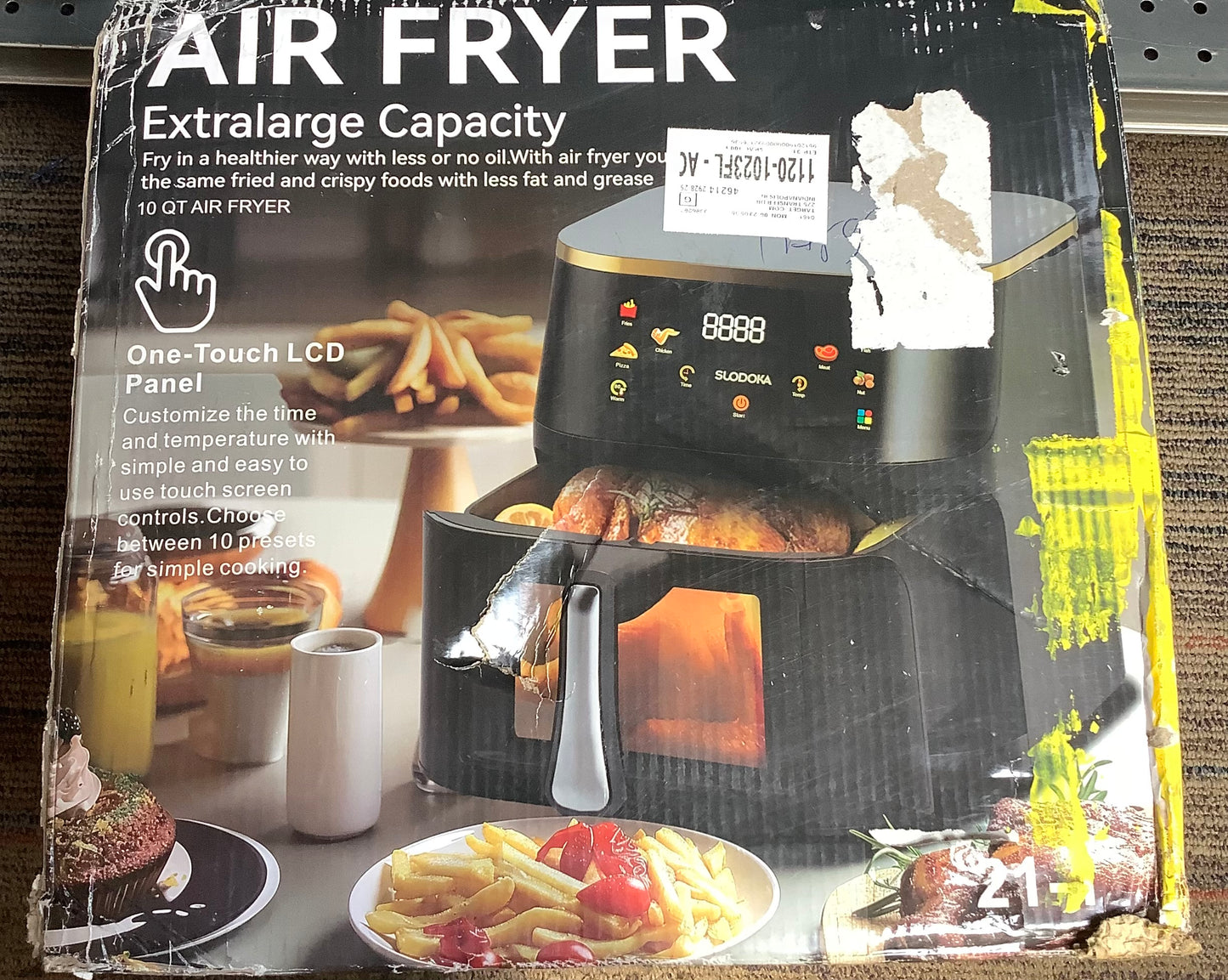 Suodoka Air Fryer 10 Qt Max 45OF for Cooking, 6 Presets Fry Touch Panel Easy View Window,