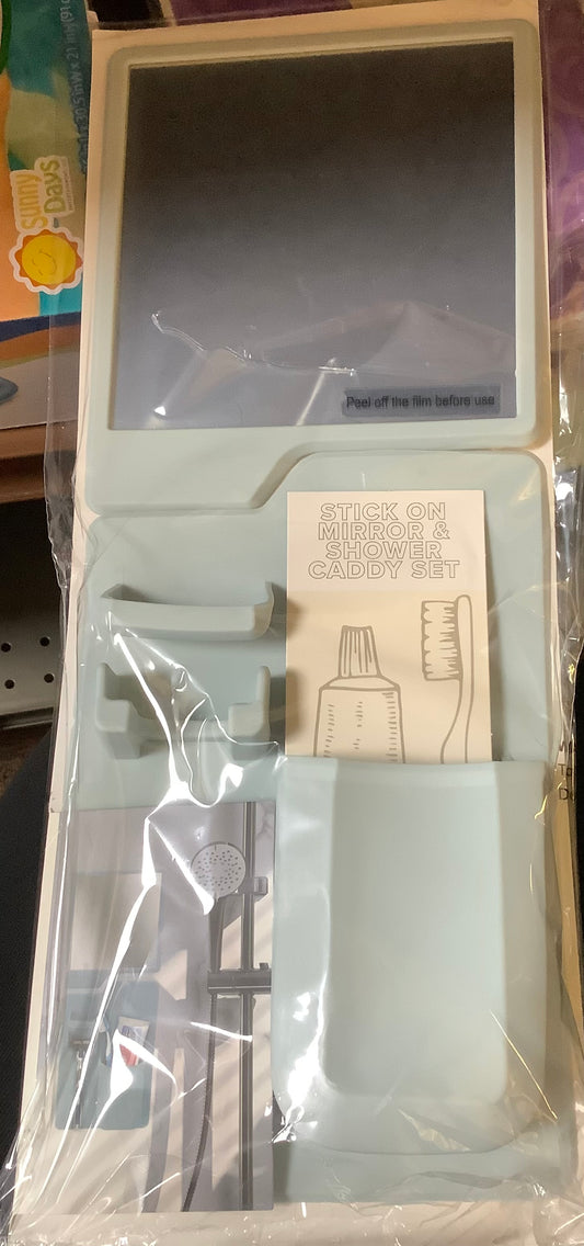 Stick On Mirror & Shower Caddy Set.