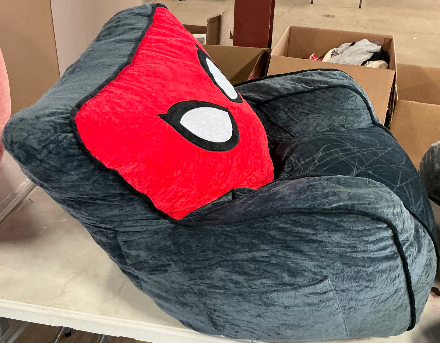 Spider-Man Kids' Compressed Foam Plush Chair Gray - Out of Package (Back rest on chair is out of shape, see pictures )