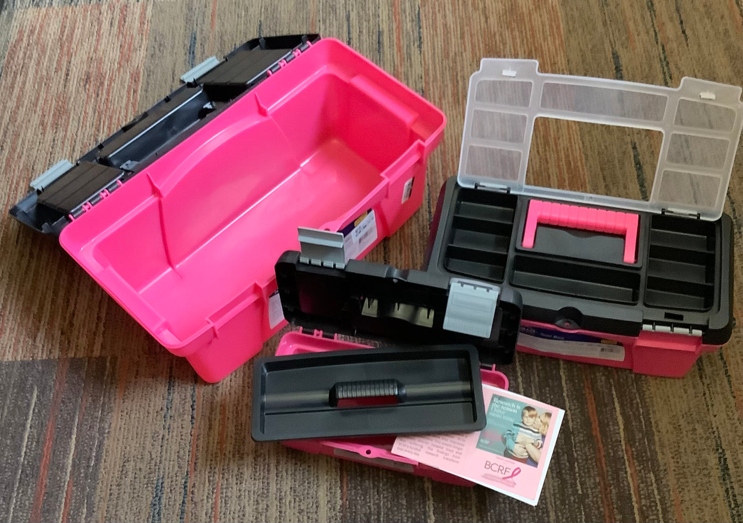 Apollo Tools 3pc DT5005P Tool Box Pink: Storage Toolbox with Lifetime Warranty, Plastic, 5.5 lbs