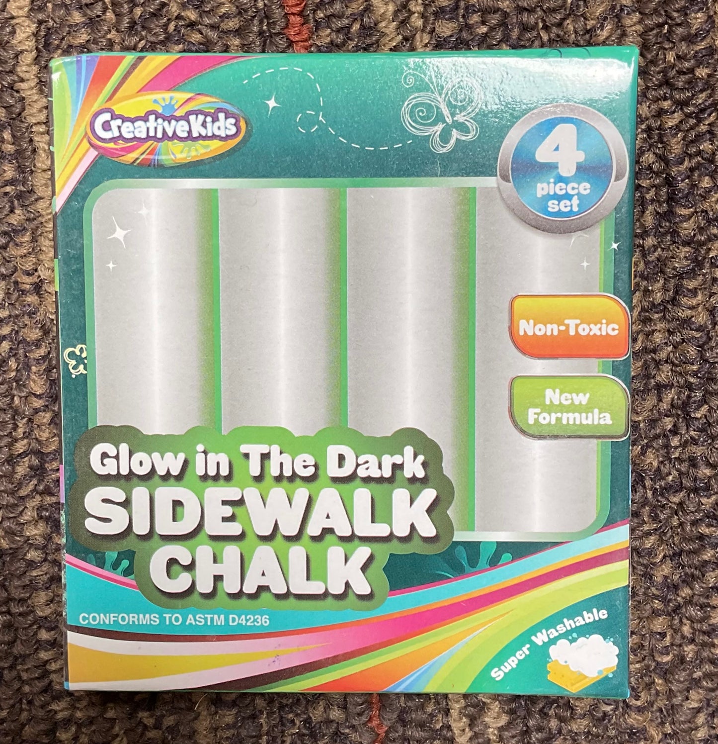Glow in the dark sidewalk chalk - 4 piece set