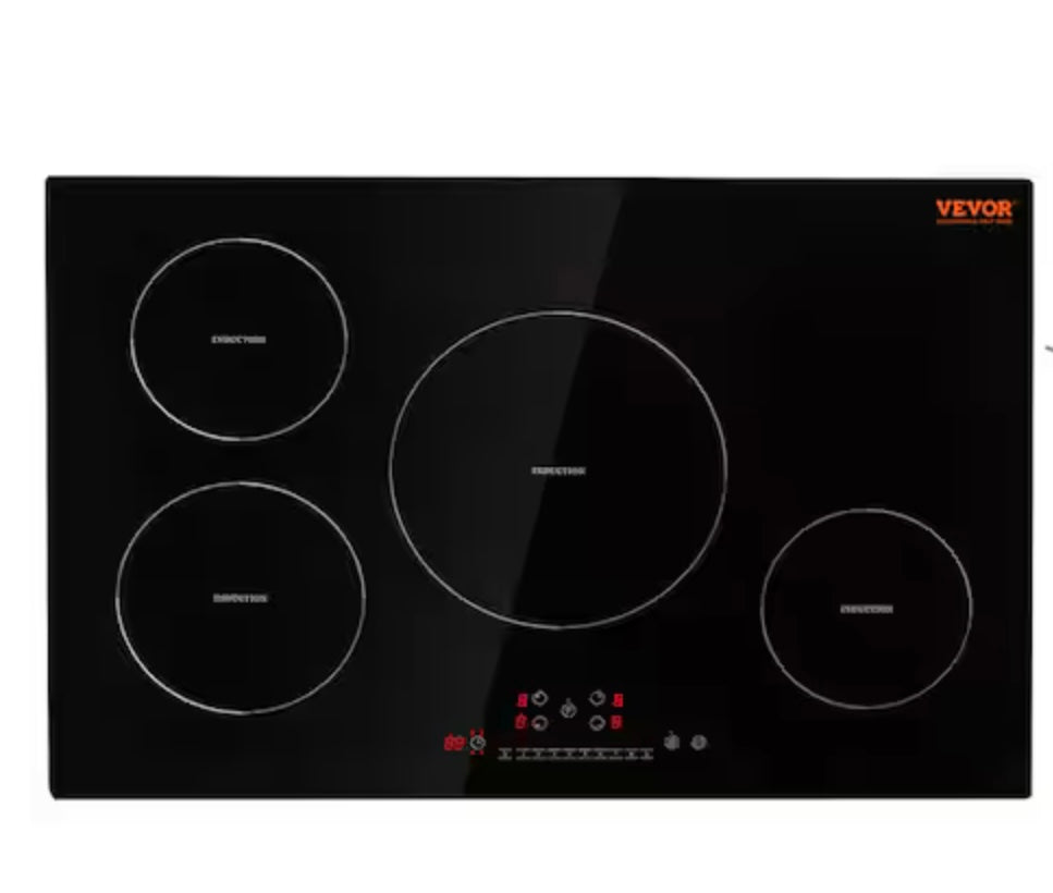 30.3 x 20.5 in. Built-in Induction Electric Cooktop in Black Stove Top with 4 Modular Burners Ceramic Glass
