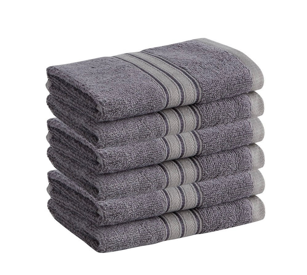 6pk Cotton Blend Washcloths Smoke