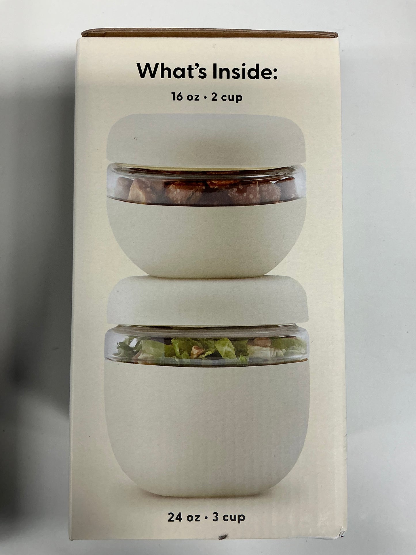 W&P Design 2pc (16oz and 24oz) Glass Seal Tight Bowls Cream