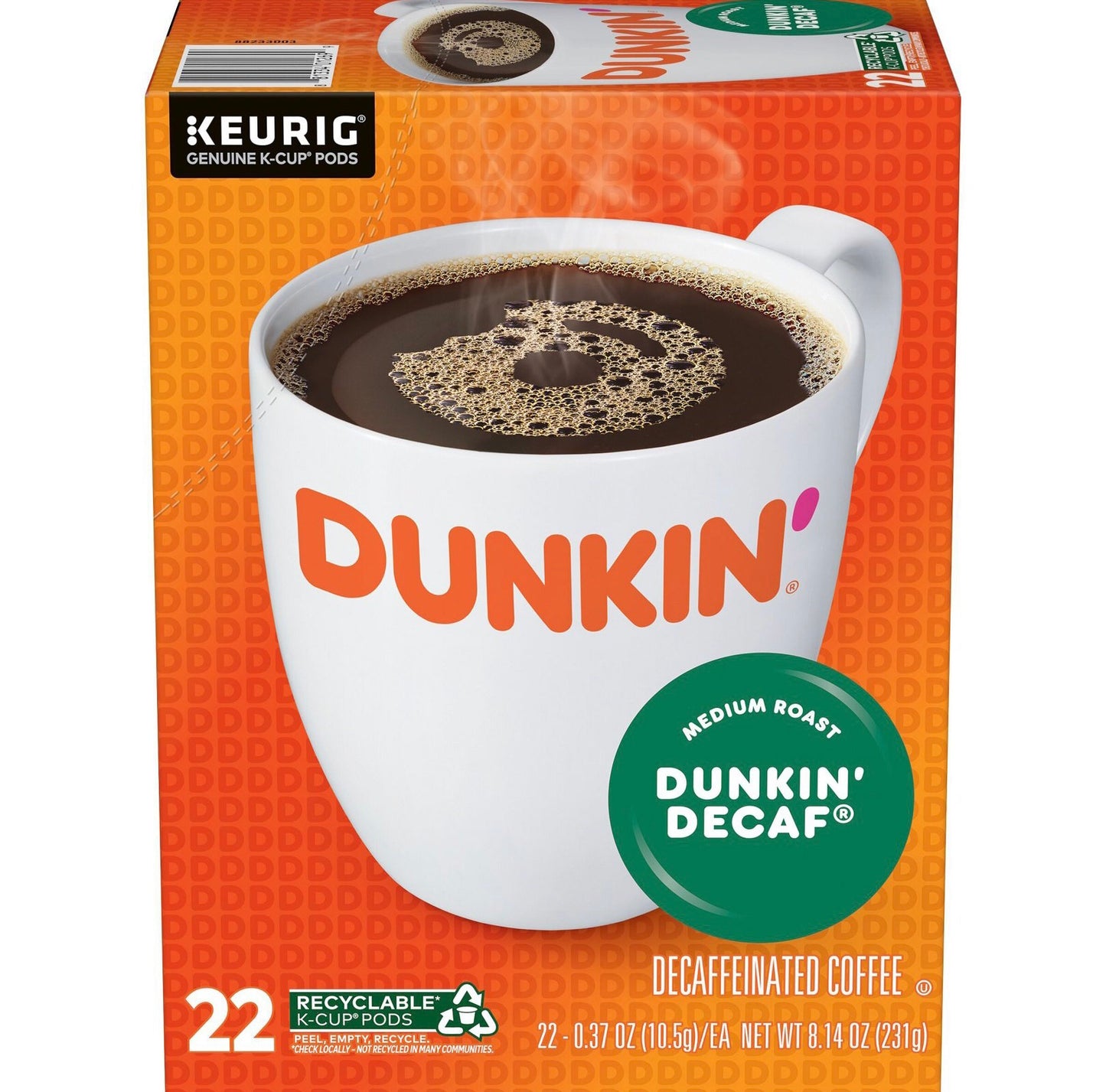 Dunkin’ decaf medium roast coffee- keurig K-cup pods - 22ct