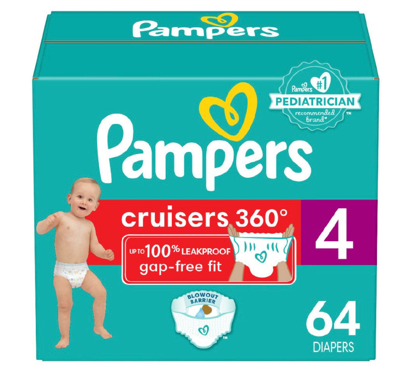 Pampers cruisers diapers super pack - Size 4 - 64 Count