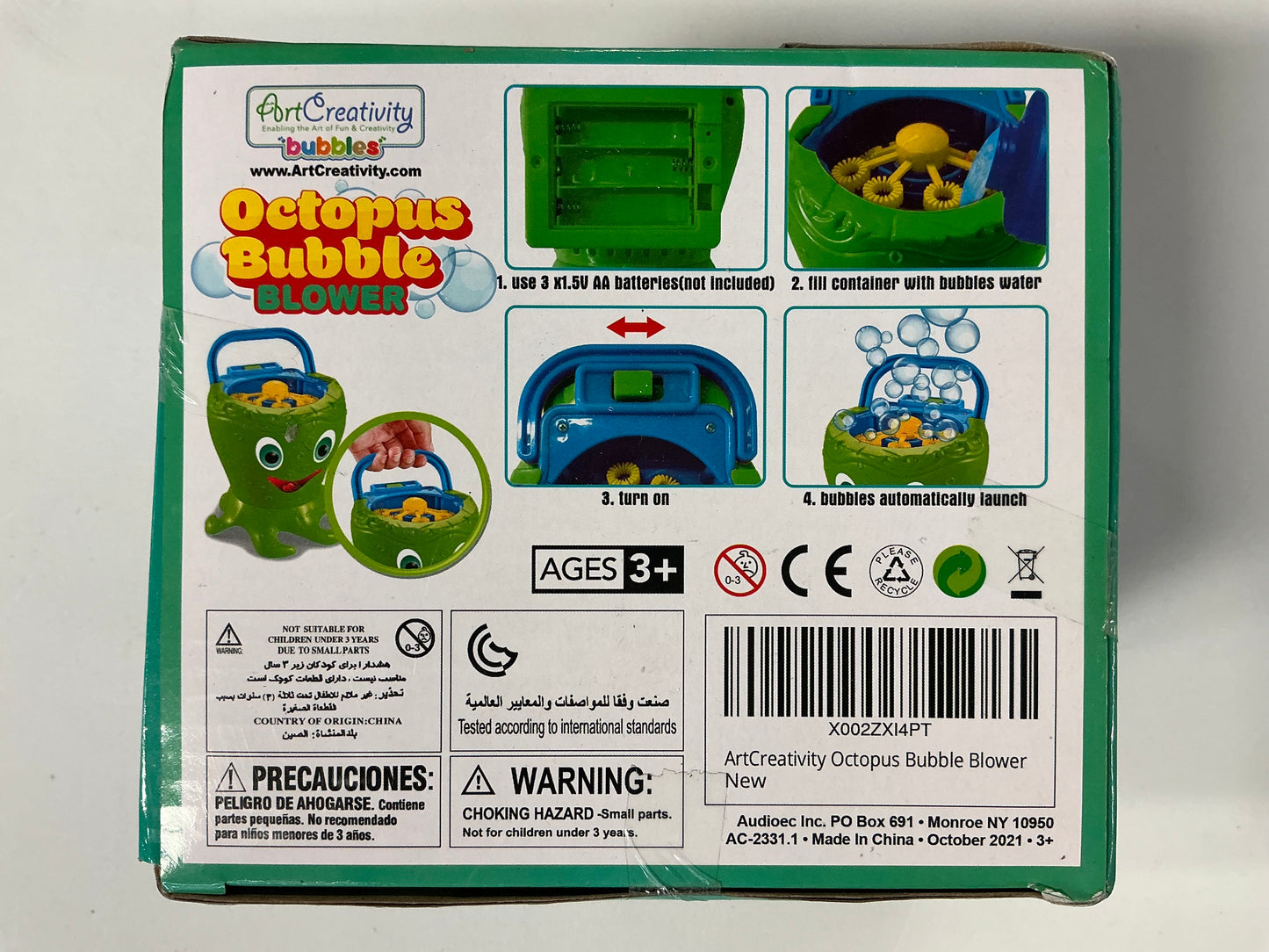 Octopus Bubble Machine, Includes 1 Bubbles Blowing Toy with Carry Handle and 1 Bottle of Solution (Batteries Not Included )- Damaged Box (see pictures)