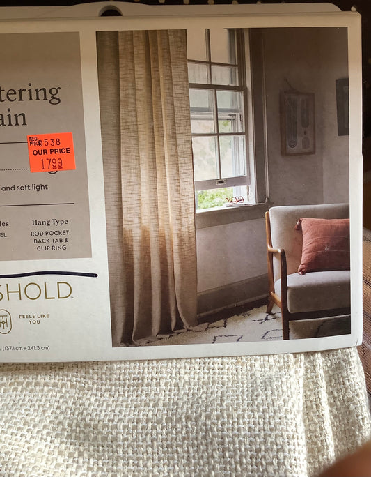 (Clearance) 95” LIGHTS FILTERING CURTAIN 1-PANEL-CREAM SPACE-DYED