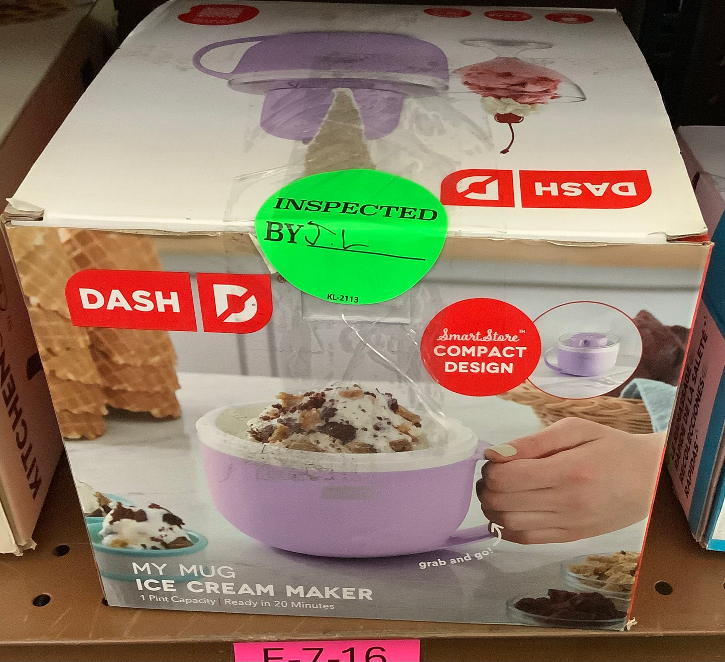 (Clearance )My Mug Electric Ice Cream Maker Multi-Purpose Soft Serve Ice Cream Machine: Dash, 1-Quart, 20-Min Cycle, Purple, Hand Wash