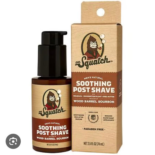 Dr. Squatch - Men’s Natural Soothing Post Shave - Wood Barrel Bourbon - 2.5 fl oz - With Bisabolol, Resurrection Plant & Shea Butter