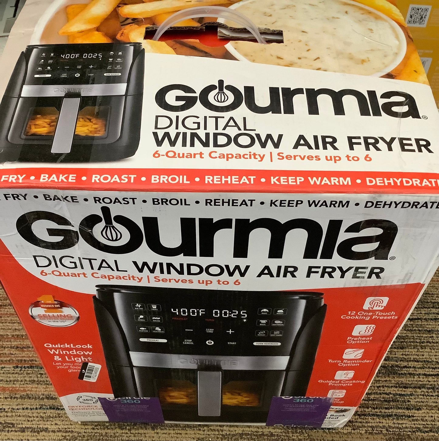 Gourmia 6-Qt Digital Window Air Fryer with 12 Presets & Guided Cooking Black:
Stainless Steel
