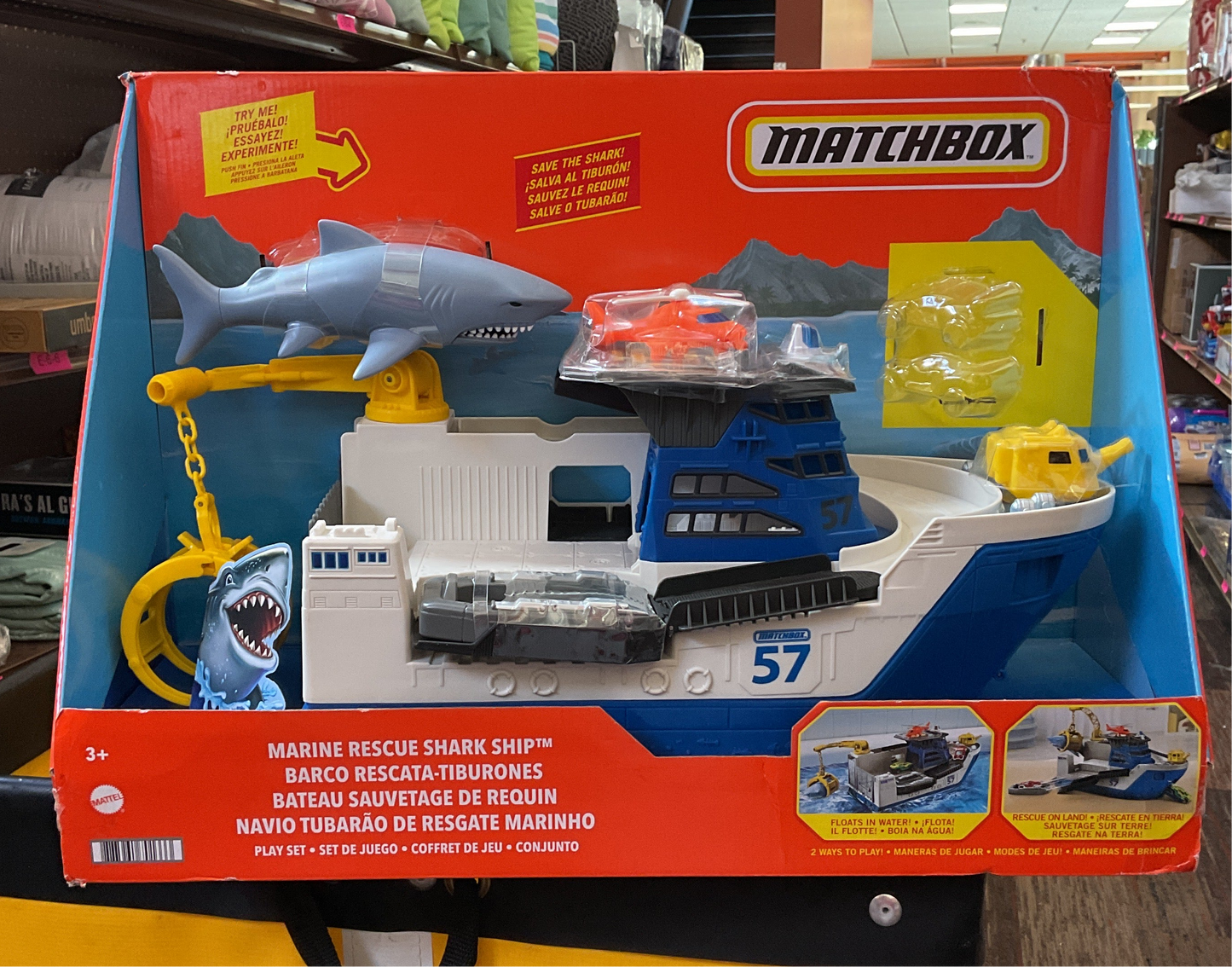 ( MISSING 2 CARS, AS IS!!!)Matchbox Marine Rescue Shark Ship 6Pcs