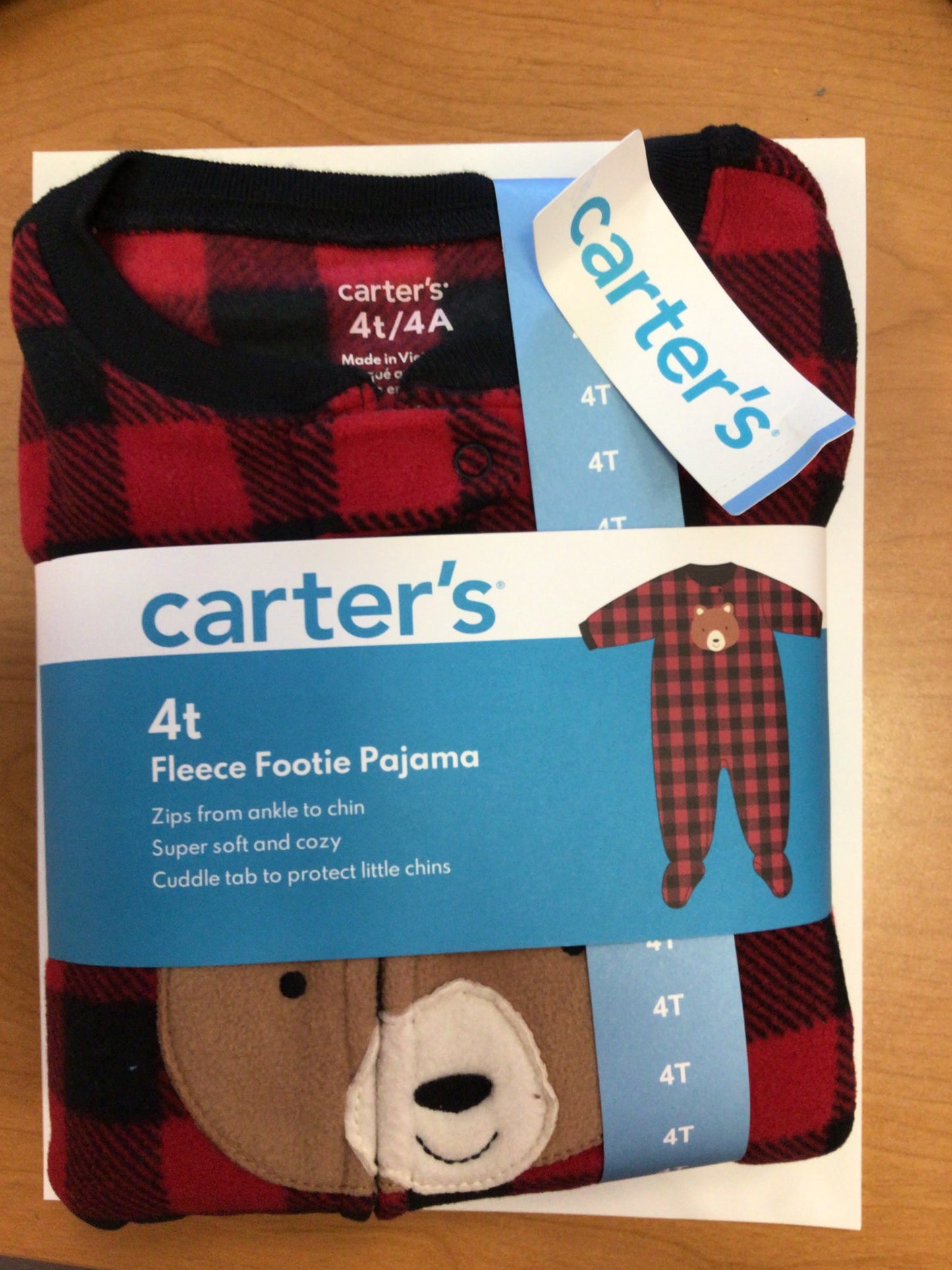 Red & Black Fleece Footie Pajama Zips From Ankle to Chin Super Soft and Cozy